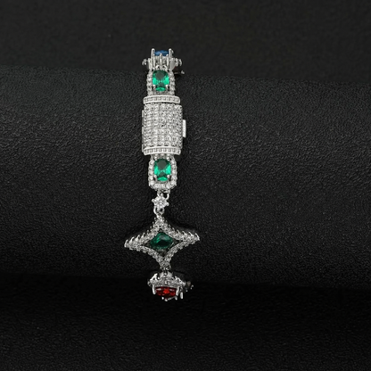 Bracelets à maillons MAWIYA nouveau style tendance en finition Or blanc, orné de pierres multicolores géométriques en zircon cubique éclatants