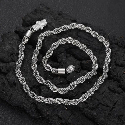 Chaîne torsadée en acier inoxydable plaqué 18K MAWIYA, 6mm avec fermoir sertis de pierre