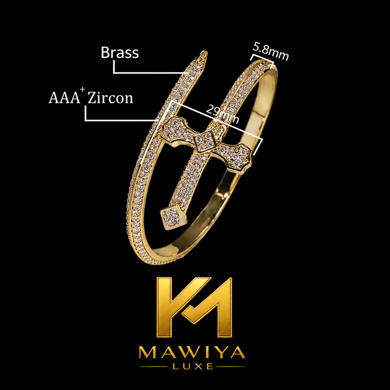 Bracelet MAWIYA Prestige – Double rangée de diamants CZ en zircone cubique nouvelle édition